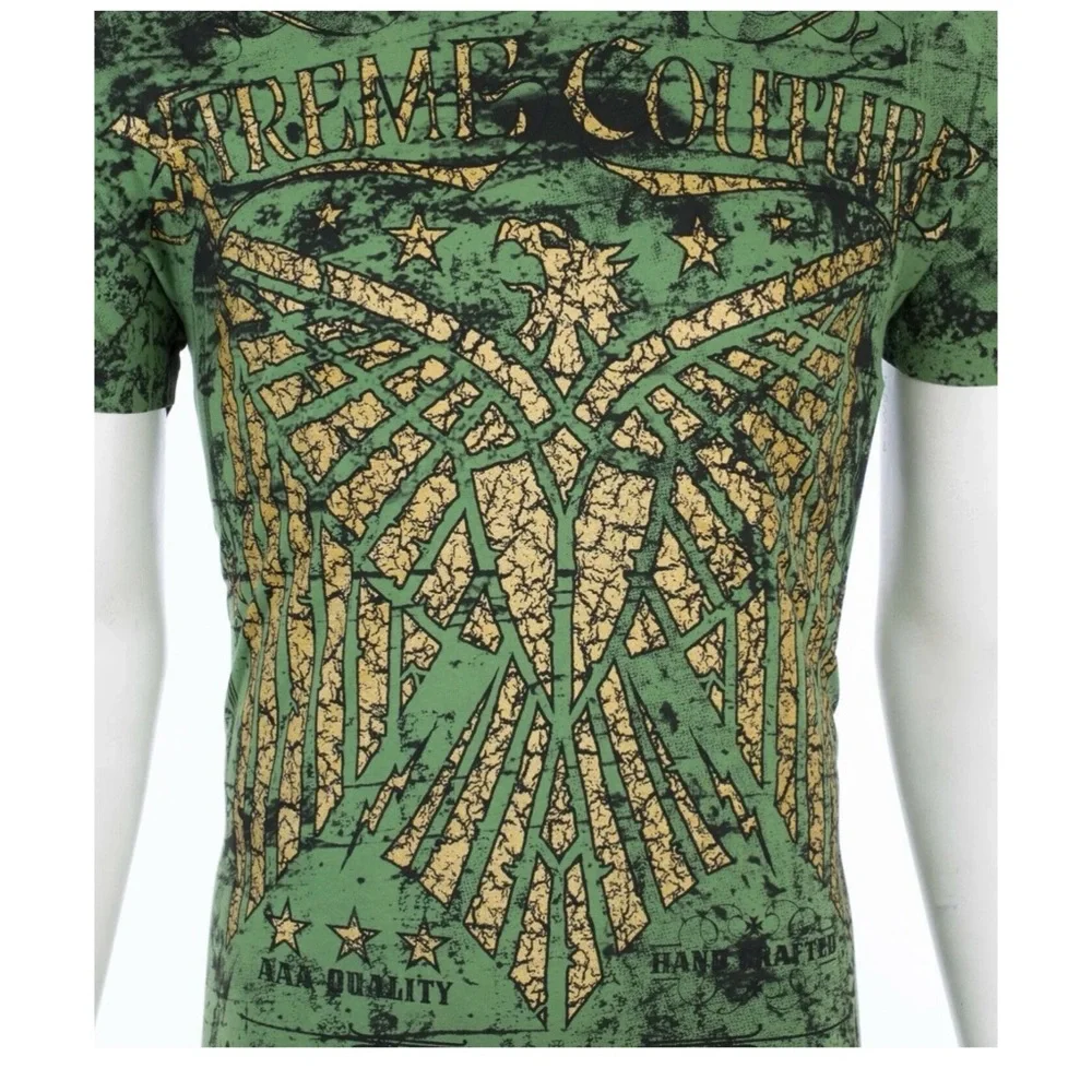 XTREME COUTURE by AFFLICTION Mens T-shirt Connect Eagle Wings Green S-3XL NWT - Picture 6 of 9